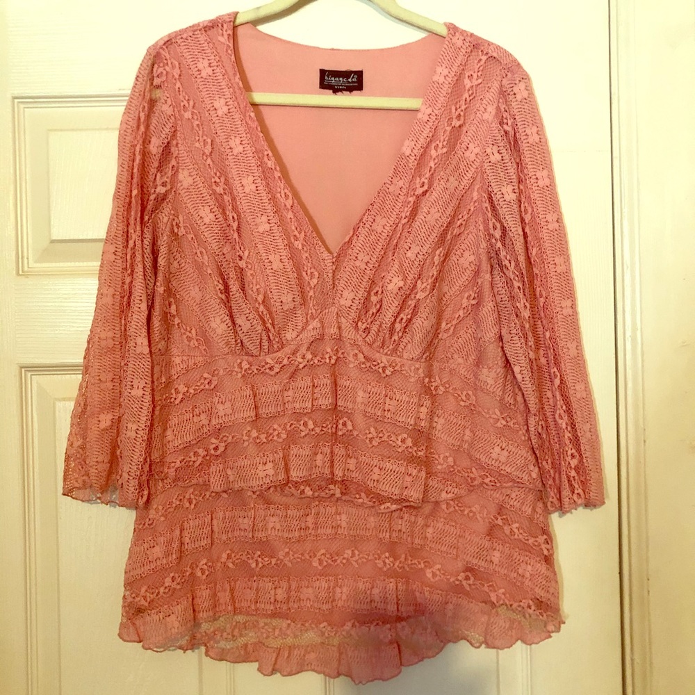Rose pink lace top
